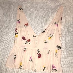 Forever 21 floral light pink low-cut tank top.